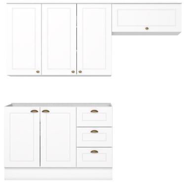 Imagem de Cozinha Modulada 3 Portas Balcao Sem Tampo 200 Cm Americana Branco Henn