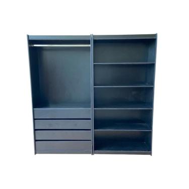 Imagem de Kit Prateleira + Cabideiro Com 4 Gavetas 100% Mdf Preto - Suprema Móveis