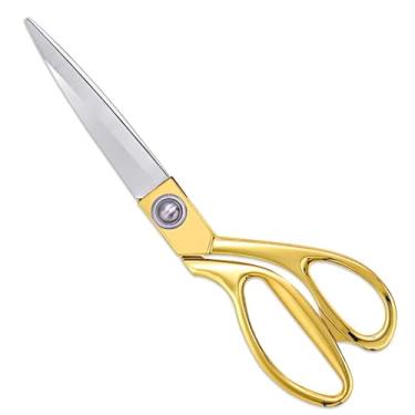 Imagem de Tesoura para alfaiate profissional banhada a ouro - Tesoura para alfaiate forjada em crina de cavalo (Prata-20cm)