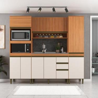 Imagem de Cozinha Compacta 4 Peças com Torre Quente Paneleiro e Aéreo Ripado Cec