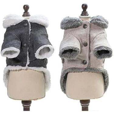 Imagem de Roupas para cães pequenos outono inverno quente filhote de estimação casaco casaco de lã macia chihuahua pug buldogue francês roupas macacão S-XXL FARMHOUSE BRAZIL (CINZA CLARO, XXL)