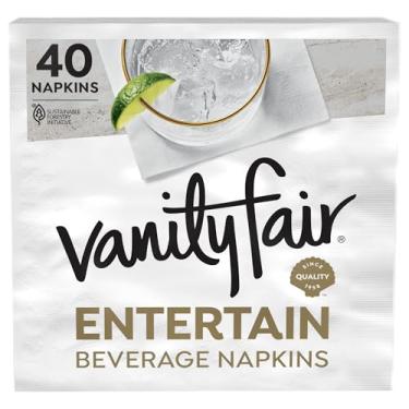 Imagem de Vanity Fair Guardanapos de papel para bebidas Entertain, branco, 2 camadas, 40 unidades, 12,4 cm x 12,4 cm, guardanapos descartáveis para entretenimento