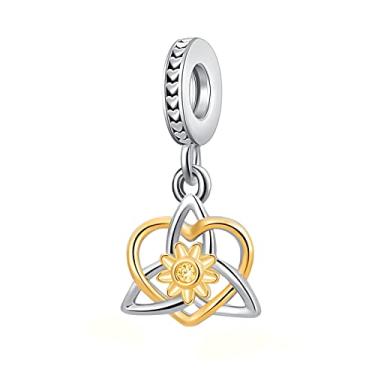 Imagem de MiWangLing Sun Celetic Kont Girl Crown Infinite Flower Key Lock Charm para pulseira Pandora, Metal Cristal Strass, Base