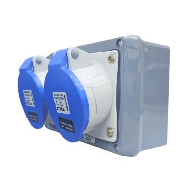 Imagem de Quadro Sobrepor C/ 1 Tomada Ind N3246 + 1 Tomada Ind. N4249 Cód. S304150 – Steck