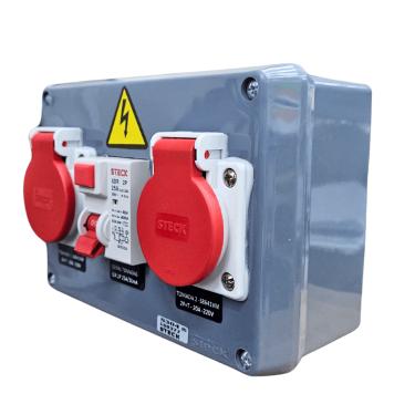 Imagem de Quadro Sobrepor C/ IDR25A +  Tomada Industrial 2xS8641 IP-40 Cód. S304102DR – Steck