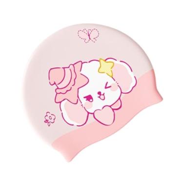 Imagem de menolana Touca de natação infantil à prova d'água para cabelos longos e curtos, touca de natação para equipamento de mergulho, esportes aquáticos de verão, Rosa