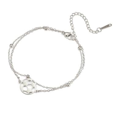 Imagem de EUEAVAN Pulseira de futebol estilosa, com tema de futebol esportivo, pingentes de aço inoxidável, presentes personalizados para homens, lembrancinhas de festa, adjustable, Aço inoxidável, Sem Pedra