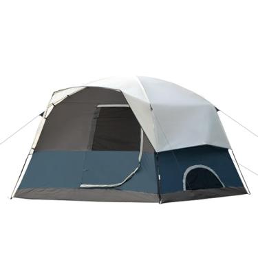 Imagem de Barraca para 4 a 6 pessoas, barraca de acampamento à prova d'água com capa de chuva fácil de configurar, barraca familiar grande de camada dupla portátil para acampamento ao ar livre (fibra de vidro