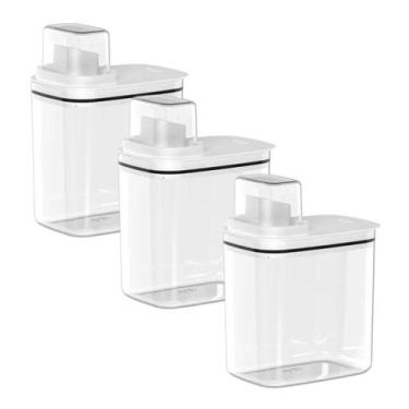 Imagem de Kit 3 Dispenser Pote Medidor Hermético Produtos Limpeza Organizador La