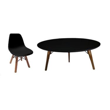 Imagem de Mesa 80cm Infantil Red. Preto 3 Pé 50cm 1 cadeira - jthome
