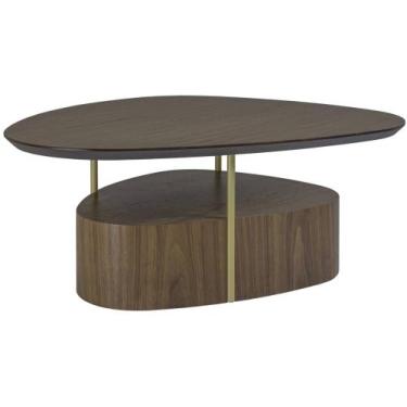 Imagem de Mesa de Centro Elsinki Alta Tampo e Base Nogueira e Haste Dourada - 67