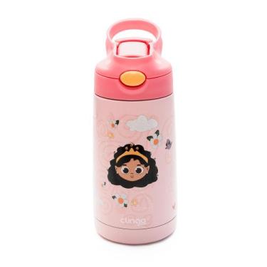 Imagem de Garrafa Térmica Infantil Aço Inox Parede Dupla 350ml Clingo, Princesa