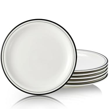 Imagem de Conjunto de 6 pratos de jantar de porcelana de 26,7 cm - seguro para micro-ondas, forno e lava-louças, resistente a arranhões. (Verde escuro clássico)