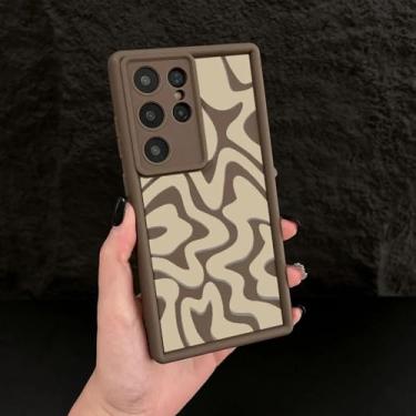 Imagem de YOGISU Capa macia com padrão listrado de luxo para Samsung A56 (para Samsung A56/marrom 029)