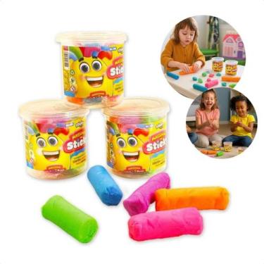 Imagem de 5 Massinhas Coloridas De Modelar Diversão Infantil Criança Família Bri