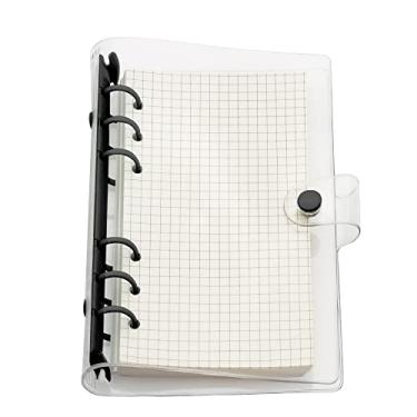 Imagem de Organizador pessoal A6 A5 com capa de PVC colorida de 6 furos com fecho de botão de pressão, pasta de arquivo para protetores de folhas soltas, refil de caderno (tinta preta, mini conjunto A6)