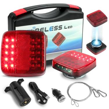 Imagem de QCLTY Luzes de reboque Luzes de reboque LED Kit de LED recarregável sem fio magnético para semirreboque, reboque de barco, trailer, caminhão baú, campista, caravana