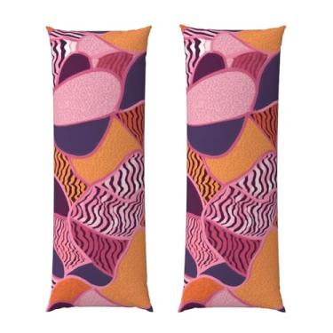Imagem de Capa de travesseiro corporal com zíper oculto, fronha longa de microfibra macia e respirável para travesseiro corporal, capas de travesseiro com padrão rosa e laranja para dormir, presente para cama