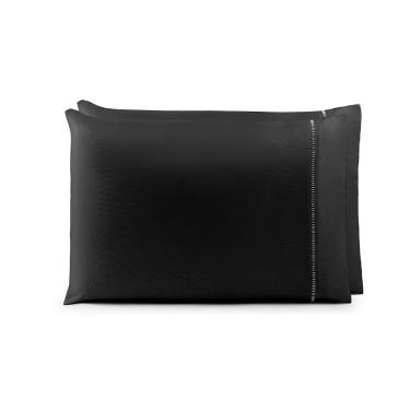 Imagem de Par de Fronhas 70cm x 50cm 2 Peças Laura  Toque Percal 200 Fios 100% Poliéster - Preto