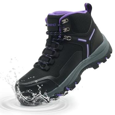 Imagem de Kezhiho Botas femininas de aço à prova d'água, larga, antiderrapante, para trabalho, leves, antiderrapantes, sapatos de segurança, construção indestrutível, tênis de bico composto, Roxa, 38