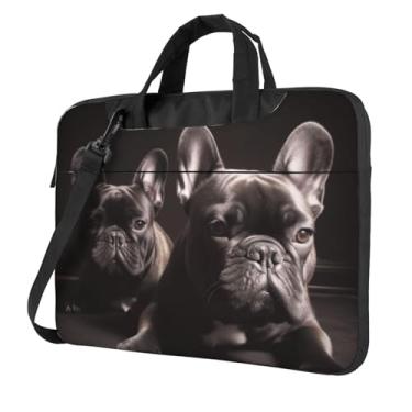 Imagem de Capa protetora para notebook buldogue francês à prova de choque bolsa portátil para laptop à prova d'água para homens e mulheres, Preto, 14 inch