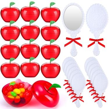 Imagem de Weysat 48 peças de lembrancinhas de festa de princesa da neve, incluindo recipiente de maçã vermelha e espelho de mão vintage para meninas, presentes de festa de princesa, artigos de decoração de