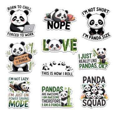 Imagem de 10 adesivos engraçados de panda – adesivos fofos para laptop e garrafa de água com citações para crianças, adolescentes e amantes de animais – adesivos de vinil do esquadrão panda frio para álbuns