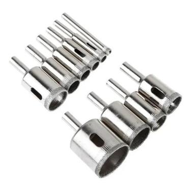 Imagem de Kit 10 Brocas Diamantadas Corta Vidro Mármore Piso Cerâmica 6-30Mm