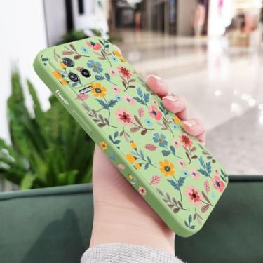 Imagem de Capa de celular com estampa de flores para Xiaomi Poco F7 X7 M6 X6 F6 M5S F5 X5 M5 F4 X4 M4 F3 M3 Pro C40 4G 5G GT, capa de sílica líquida, verde claro, para Poco M6 5G