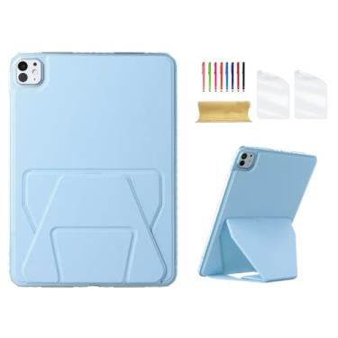 Imagem de Dteck Capa traseira para iPad Pro de 11 polegadas (M4) versão 2024 para tablet com suporte dobrável, com 2 películas protetoras de tela e 1 caneta Stylus, capa protetora ultrafina e leve de couro PU