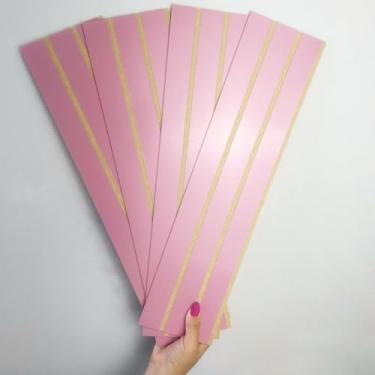 Imagem de 50 Placas Ripado MDF Painel Autocolante Revestimento de Parede 3d (Rosa, 5 Placas)
