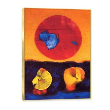 Imagem de Moldura dourada. Arte de parede de pinturas famosas, (The Sun as Seen from Venus) de Max Ernst, pôster impresso em tela, imagem de arte abstrata para sala de estar quarto decoração de casa. 50 x 70 cm