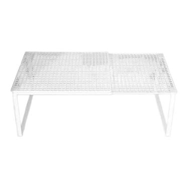 Imagem de YWJLQH Prateleira de armazenamento expansível para armário, suporte antiderrapante, organizador de armário, prateleira ajustável para pratos, xícaras para, Branco 50 a 85cm