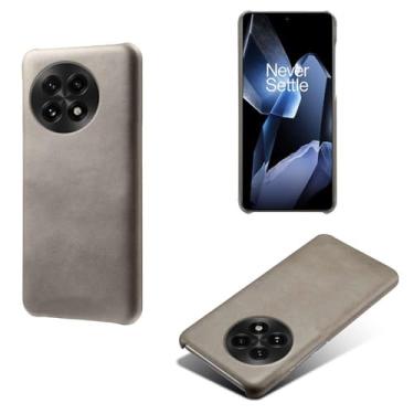 Imagem de Capa para Oneplus 13,Proteção contra quedas,Casca de volta de cor sólida simples,Design de couro de imitação de plástico-Gray