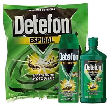 Imagem de Kit 3 Inseticidas Ação Total Detefon 500ml e 300ml e Espiral - Kelldri