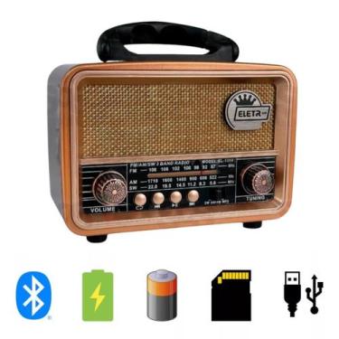 Imagem de Rádio Retro 3w Bluetooth 5.1 Com Lanterna El-1311 - Eletromex, Dourado