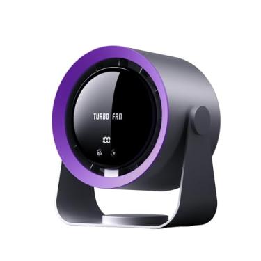 Imagem de Wastou Ventilador de mesa USB recarregável com visor digital, ventilador de mesa ultra silencioso de 5 velocidades, inclinação manual de 90° e ventilador suspenso para quarto, cozinha, acampamento,