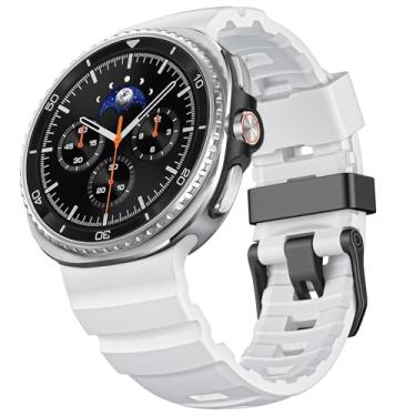 Imagem de HITZEE Pulseiras esportivas compatíveis com Samsung Galaxy Watch8 40 de 44 mm/Watch8 Classic de 46 mm, pulseira esportiva de silicone impermeável compatível com Watch8/Watch8 Classic, branca