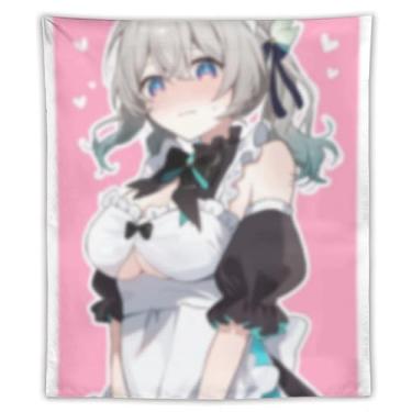 Imagem de LIEGBMEU Tapeçaria sexy de anime menina 127 x 152 cm arte de colcha de parede decoração de tapeçaria caprichosa AF168