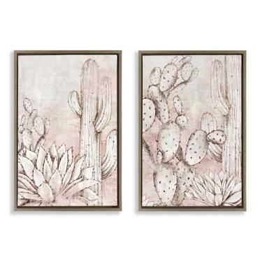 Imagem de Stupell Industries Botanical Oasis Guardians 2 peças marrom emoldurado conjunto de tela flutuante design por Luna Mavis, 25 x 17