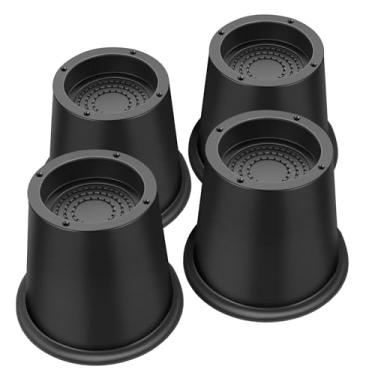 Imagem de ANNKUT Elevadores de cama resistentes de 10 cm, elevadores de móveis redondos para cama, mesa, sofá, sofá, sofá, elevadores de cama, suporte de até 1,5 kg (novo pacote com 4 preto)