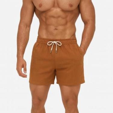 Imagem de Short Masculino Linho Premium Mauricinho Top Moderno Casual Com Bolso-Masculino