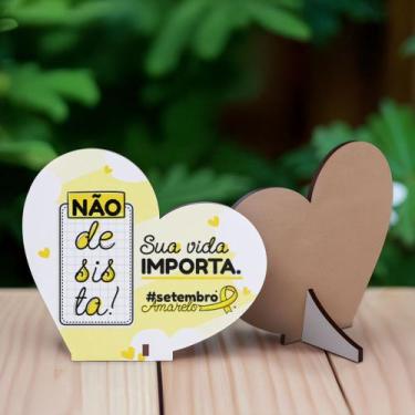 Imagem de Kit 20 Lembrancinhas MDF Coração Campanha Setembro Amarelo - R9 Decor,