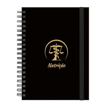 Imagem de Caderno Colegial Plus 12 Matérias Profissões Nutrição (Preto e Gold)