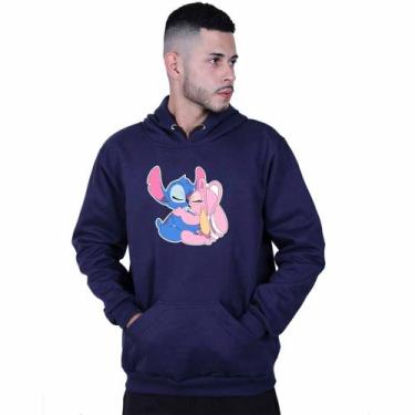 Imagem de Moletom Unissex Canguru Lilo e Angel Kiss - Lafre, Azul marinho, P
