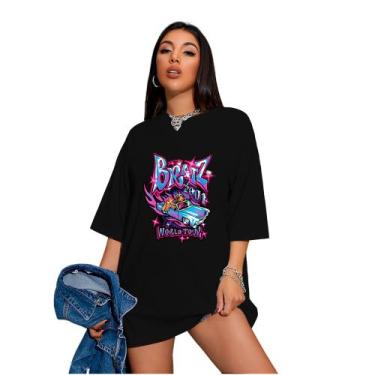 Imagem de Camiseta Oversized Feminina Bratz World Tour Vintage - FSL.CONF, Preto