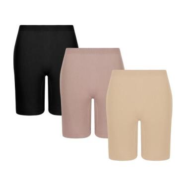 Imagem de Kit 3 Short Loba Modelador Plus Size Feminino Sem Costura Com Fundilho