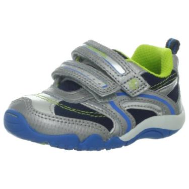 Imagem de Stride Rite Tênis SRT Falcon (infantil), Prata/azul marinho/limão, 4 Wide Toddler