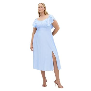 Imagem de City Chic Vestido feminino plus size - Alisia Tie-Back Midi, Azul-celeste, 50