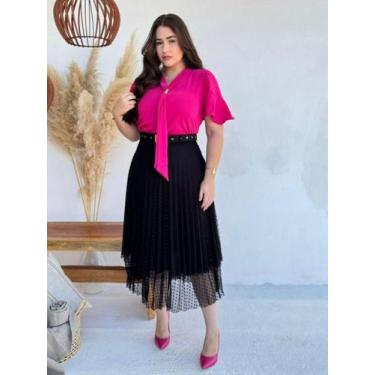 Imagem de Blusa Feminina Social Evangélica com Manga Curta - Fashion, Pink, M